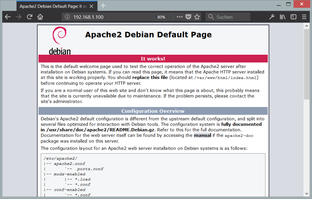 Apache2 debian default page it works вместо страницы сайта