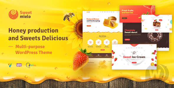 SweetMielo - 蜂蜜生产和糖果美味的WordPress主题